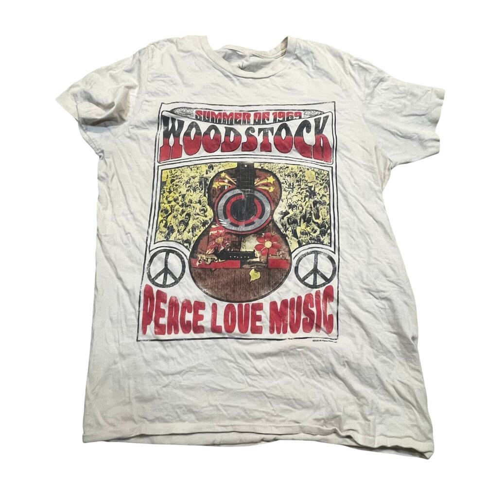 Woodstock Peace Love Music Graphic Summer of 1969 Festival Hippie‎ Shirt Men M